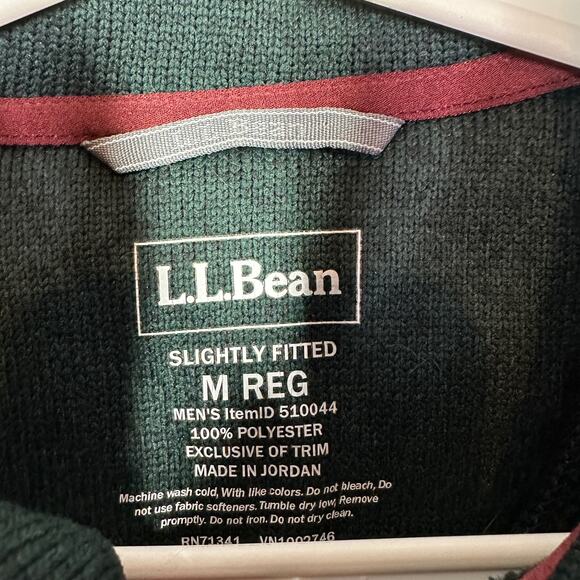 LL Bean Colorblock Men's Slightly Fitted Fleece Medium Sweater Pullover Green - Picture 3 of 4